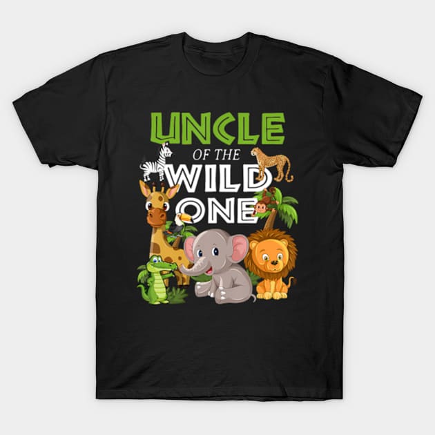 Uncle of the Wild One Zoo Birthday Safari Jungle Animal T-Shirt by Eduardo